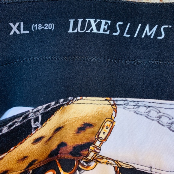 Luxe Slims Jegging XL 18-20 Collant Jean White Rope Chain Equestrian Print - Picture 11 of 14